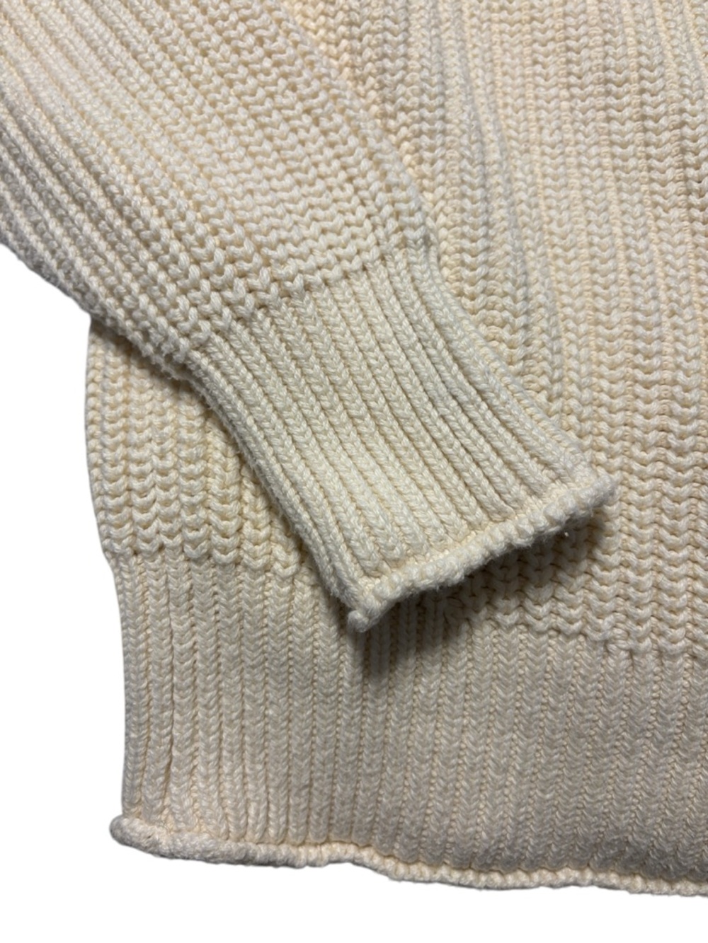 J. Crew Relaxed Rollneck Sweater Size M Cream Chunky Fisherman Coastal Preppy - Picture 6 of 9